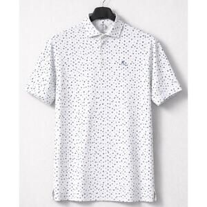 Rhoback Performance Polo Shirt Mens Large White Paw Print Stretch Golf